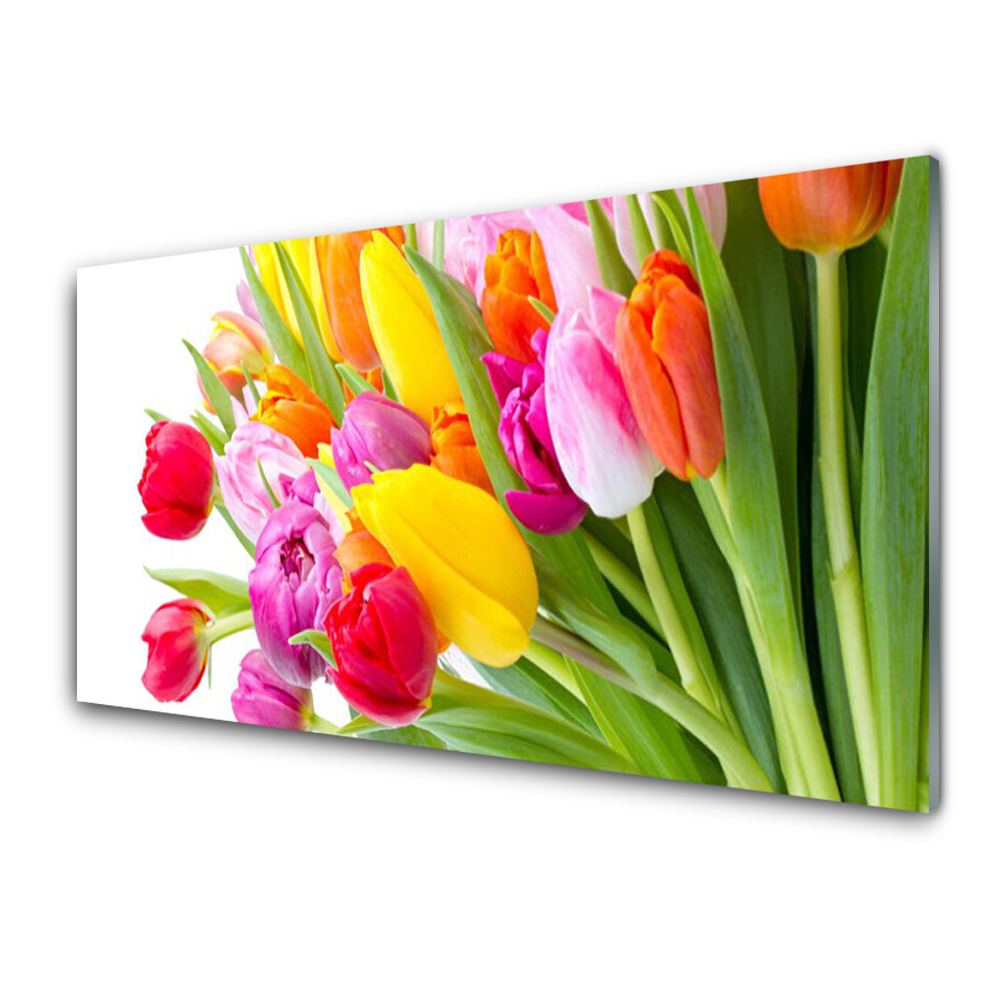 Tableau photo sur verre Bouquet de tulipes colorées