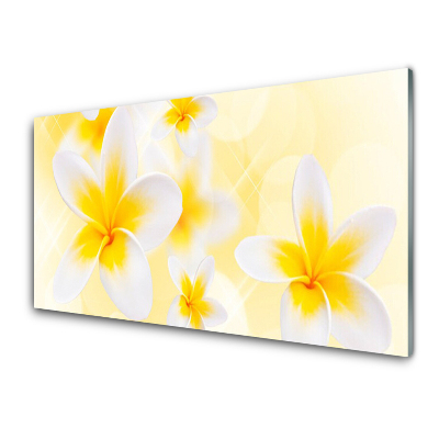 Tableau imprimé sur verre Fleurs de Plumeria jaunes