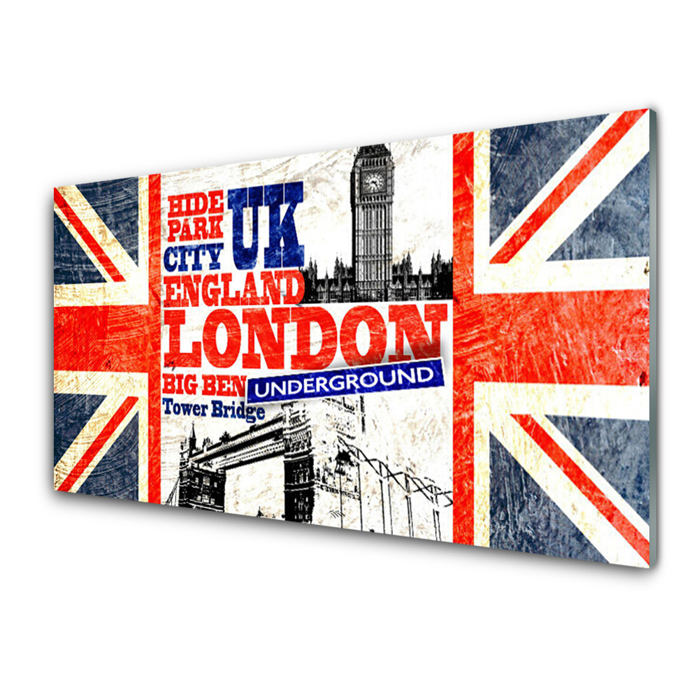 Tableau sur verre Drapeau de l'Angleterre Londres