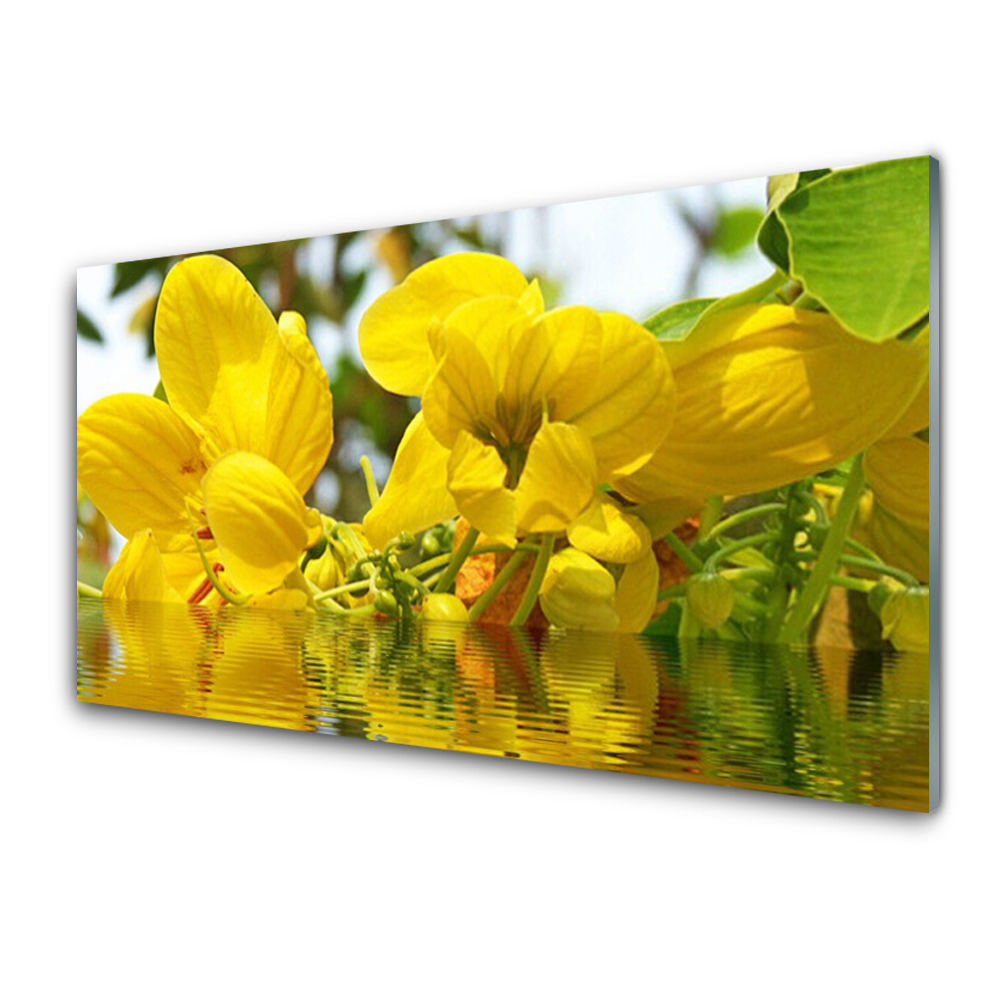 Tableau verre imprimé Fleurs jaunes eau