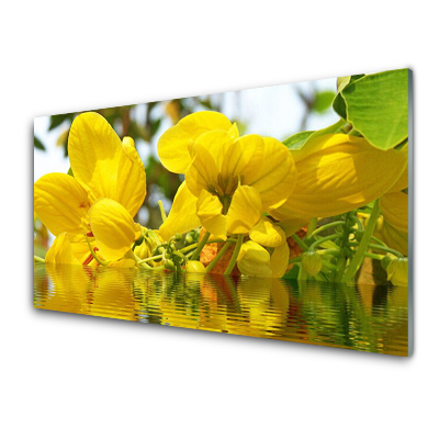 Tableau verre imprimé Fleurs jaunes eau