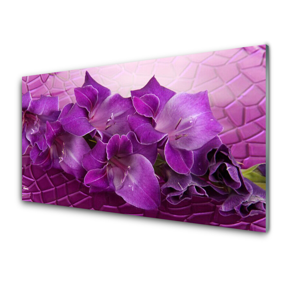 Tableau en verre Fleurs violettes