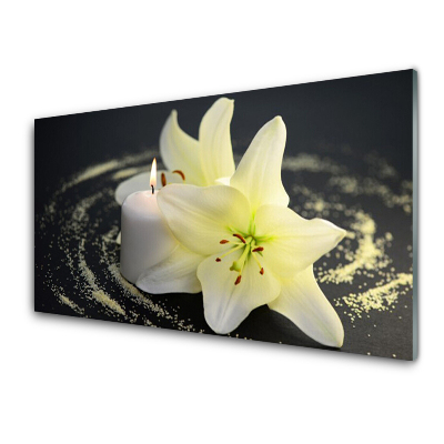 Tableau verre imprimé Fleur jaune sur fond noir
