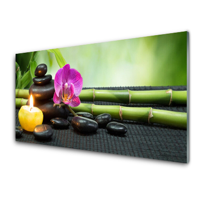Tableau photo sur verre Fleur de bambou Spa zen