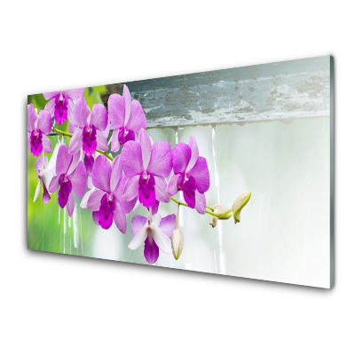 Tableau verre imprimé Fleurs d'orchidées Gouttes de nature