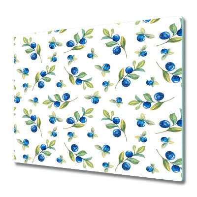 Planche à découper en verre Feuilles et myrtilles
