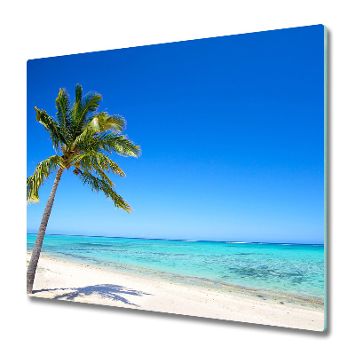 Planche à découper en verre Palmier sur fond de plage