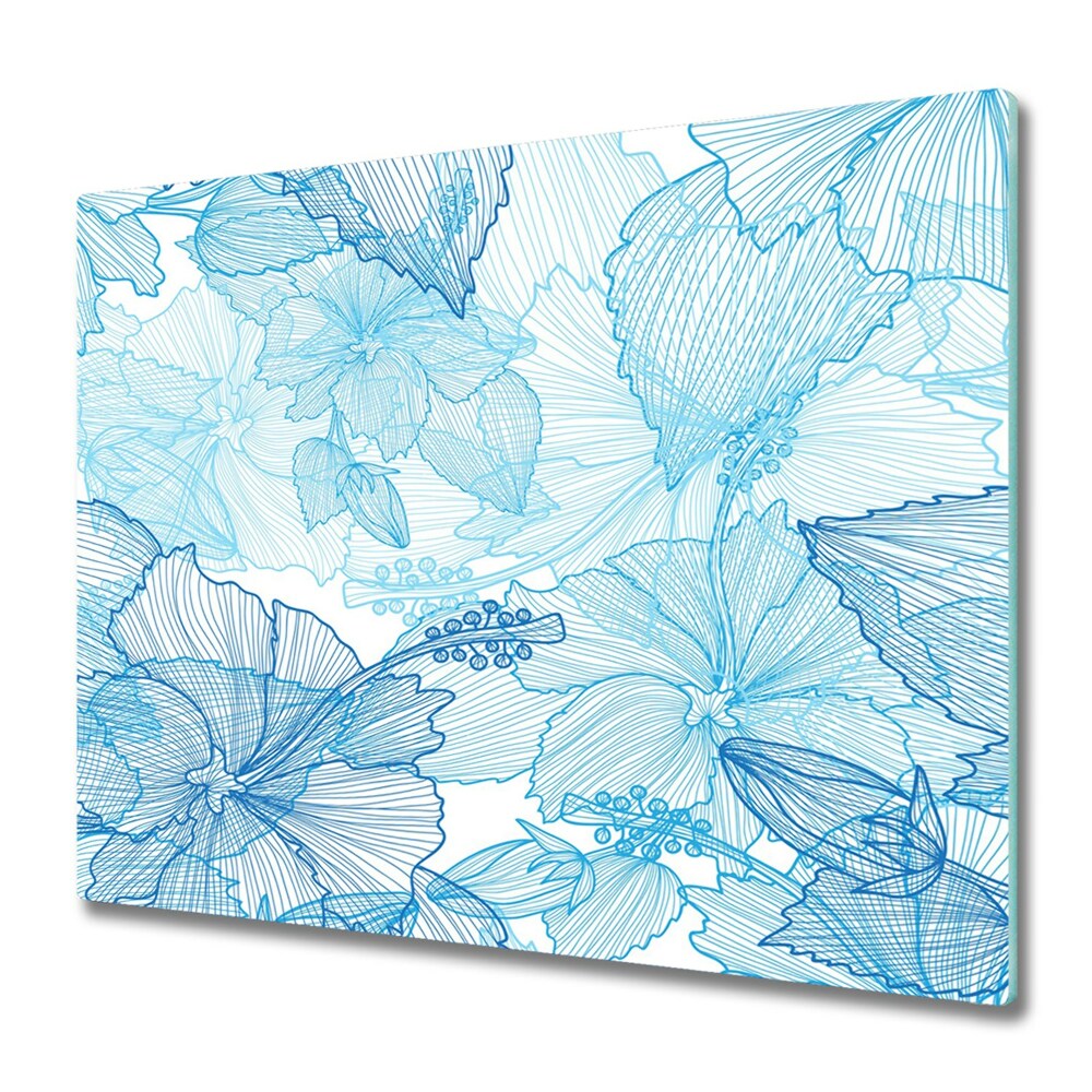 Protège plaque de cuisson Fleurs bleues hawaïennes