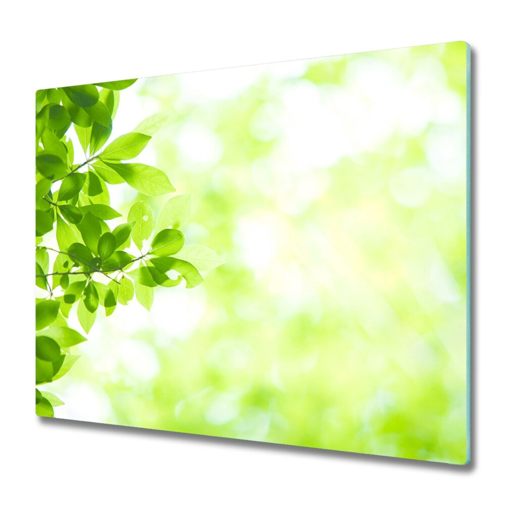 Planche à découper en verre Feuilles et fond vert