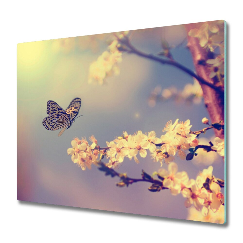Protection pour plaque de cuisson Papillon et fleur de cerisier