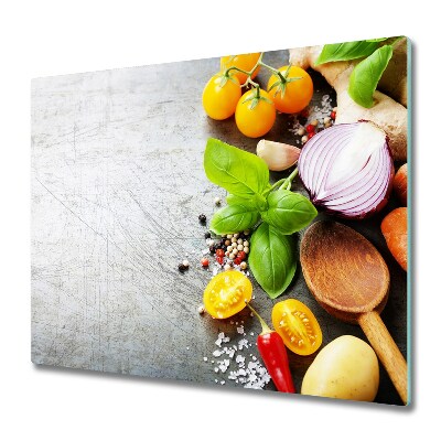 Couvre plaque de cuisson Tomates orange et basilic