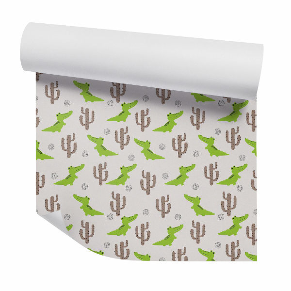 Papier peint Crocodile joueur parmi les cactus