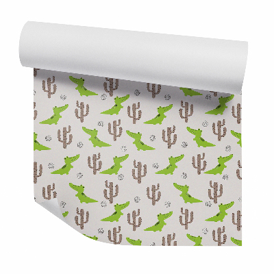 Papier peint Crocodile joueur parmi les cactus