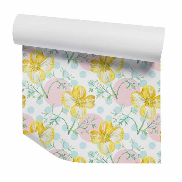 Papier peint Fleurs et points pastel