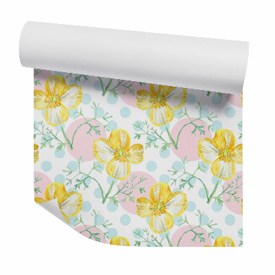 Papier peint Fleurs et points pastel