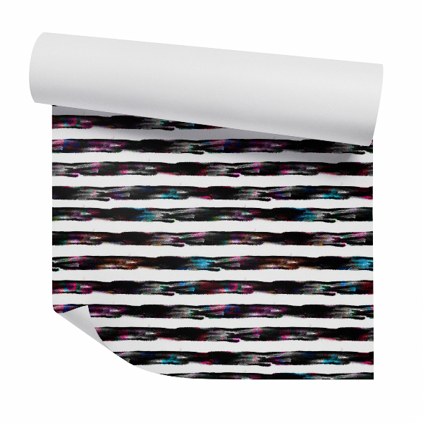 Papier peint Rayures horizontales peintes en noir