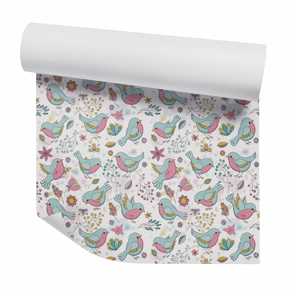 Papier peint Fabuleux oiseaux et fleurs pastel