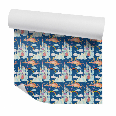 Papier peint Château de conte de fées et dragon