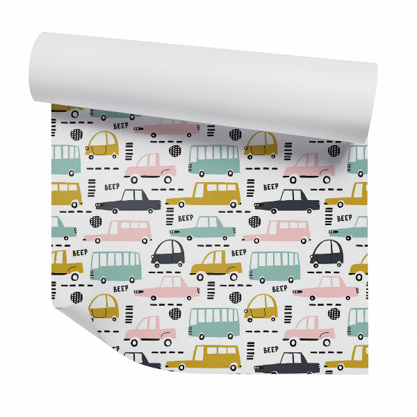 Papier peint Véhicules voitures de rue couleurs vives