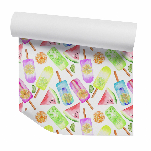 Papier peint Glace aux fruits avec morceaux d'agrumes