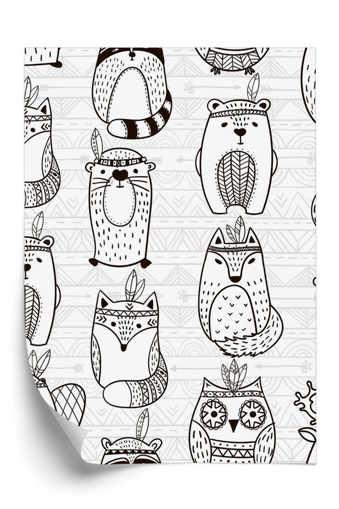 Papier peint Motif uniforme avec animaux tribaux