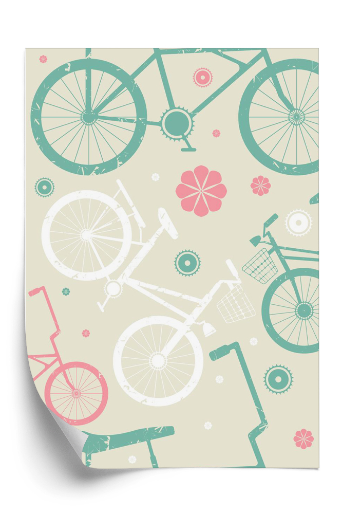 Papier peint Bicyclettes aux couleurs pastel