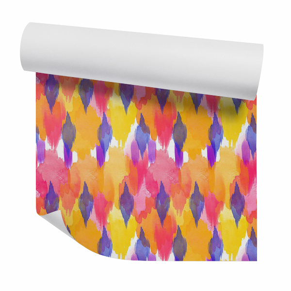 Papier peint Aquarelles abstraites colorées coulant sur le mur