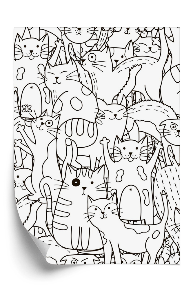 Papier peint Chats sur fond noir et blanc