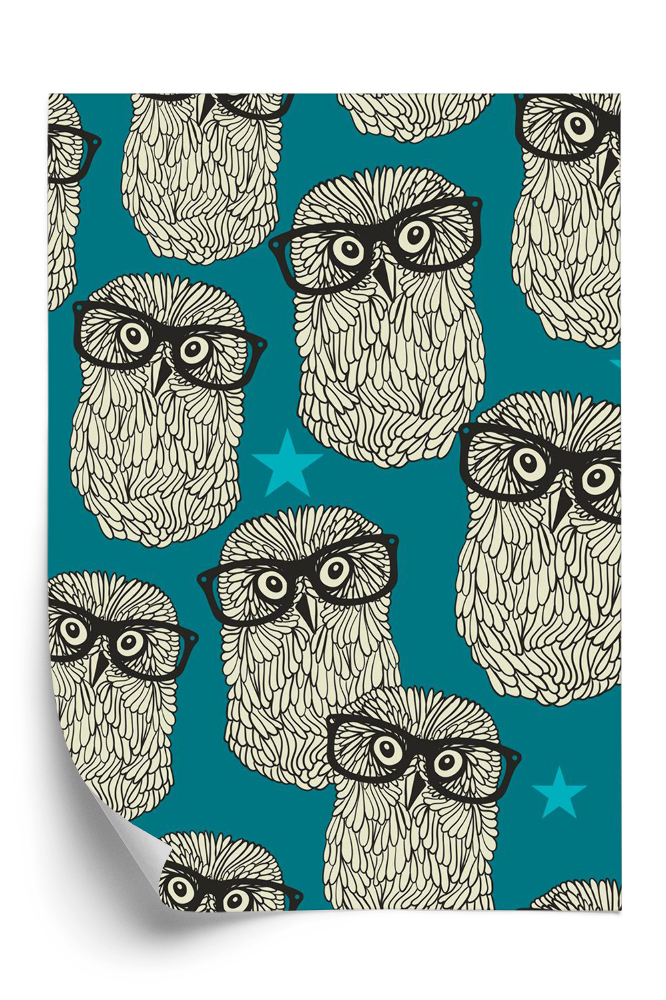 Papier peint Hiboux hipster avec lunettes