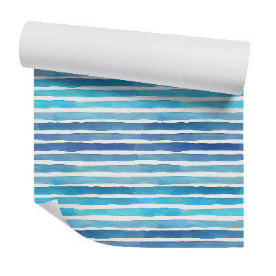Papier peint Aquarelle à rayures bleues horizontales