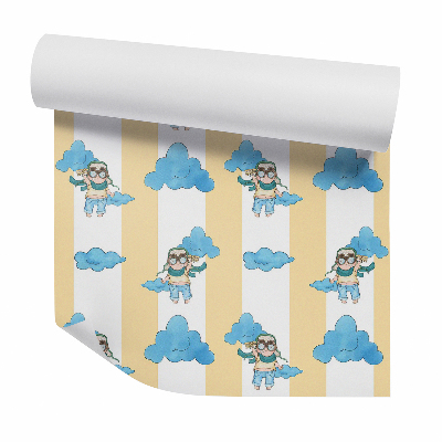 Papier peint Jeune pilote d'avion à rayures verticales