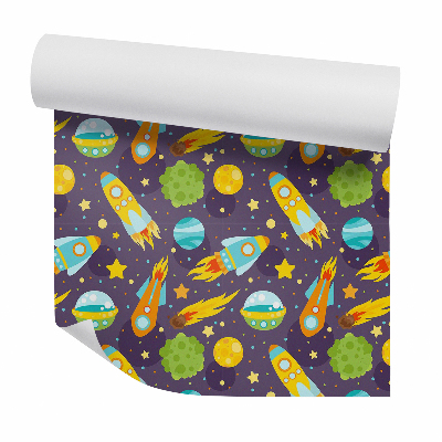 Papier peint Monde cosmique fusée planète étoile