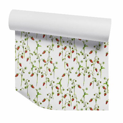 Papier peint Fraises en fleurs sur tiges