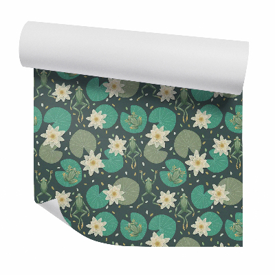 Papier peint Grenouille sur un étang de nénuphars