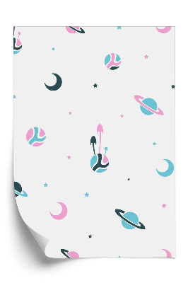 Papier peint Joli motif avec des planètes et des étoiles
