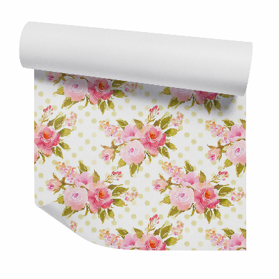 Papier peint Bouquets de roses sur des points verts