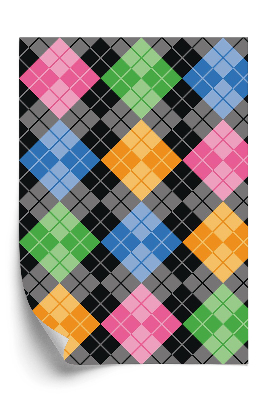 Papier peint Motif à carreaux colorés