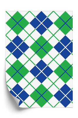 Papier peint Motif à carreaux bleu et vert