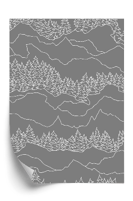 Papier peint Motif d'arbre et de montagne