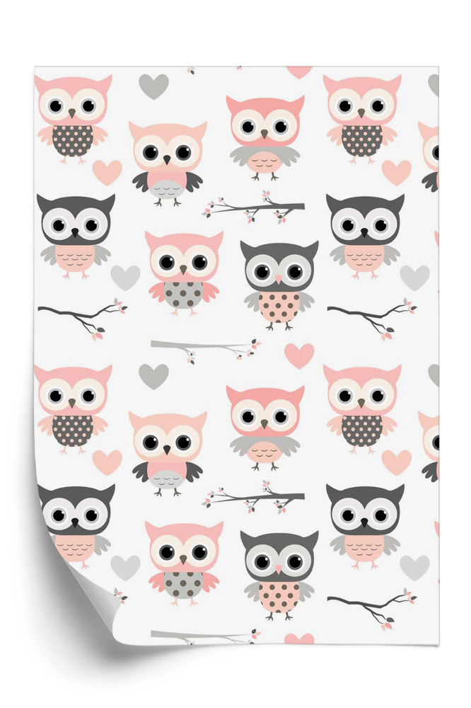 Papier peint Motif de hibou de dessin animé
