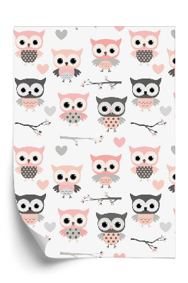Papier peint Motif de hibou de dessin animé