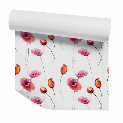 Papier peint Fleurs délicates rouge-orange