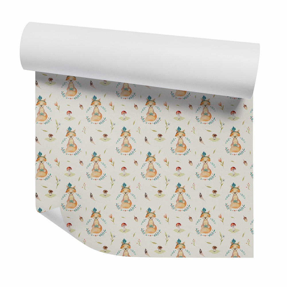 Papier peint Renard parmi les feuilles dans la forêt