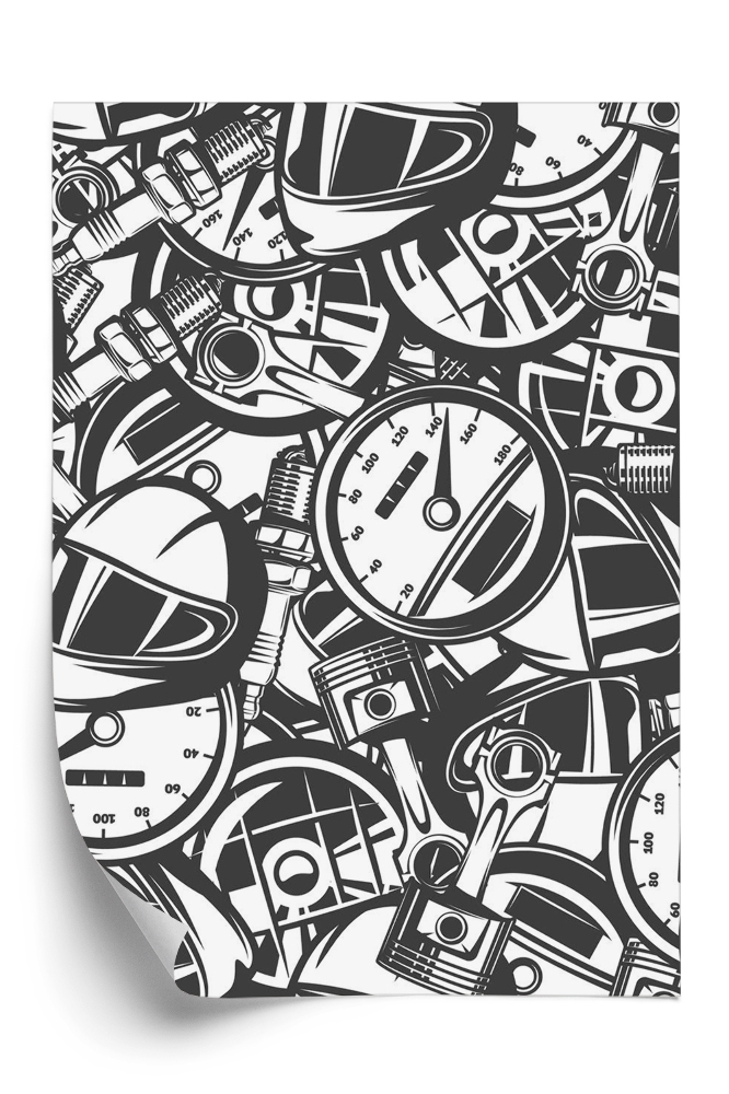 Papier peint Motif avec des pièces de voiture