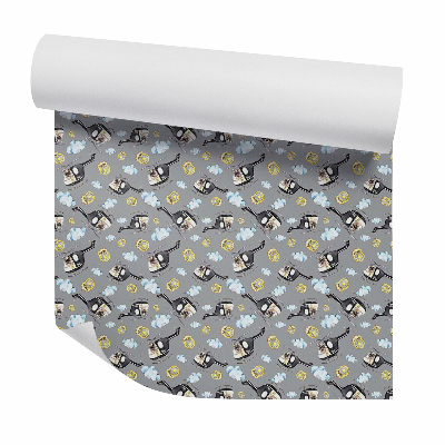 Papier peint Hélicoptère de police dans les nuages dessiné