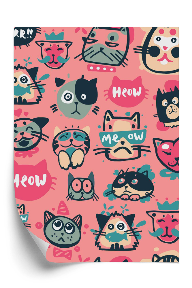 Papier peint Visages de chats hipster