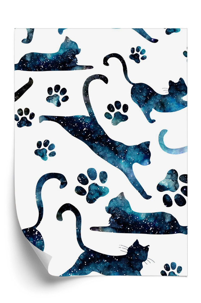 Papier peint Motif de chatons avec empreintes de pattes
