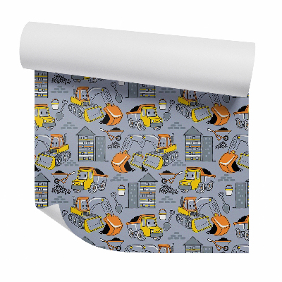 Papier peint Machines de construction jaune amusant