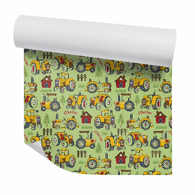 Papier peint Tracteurs village drôle pour enfants