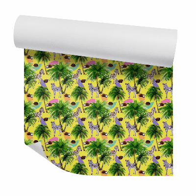 Papier peint Zèbres sous les cocotiers